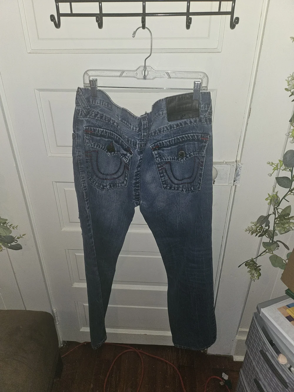 True Religion Men’s Dark Blue Distressed Boyfriend Jeans